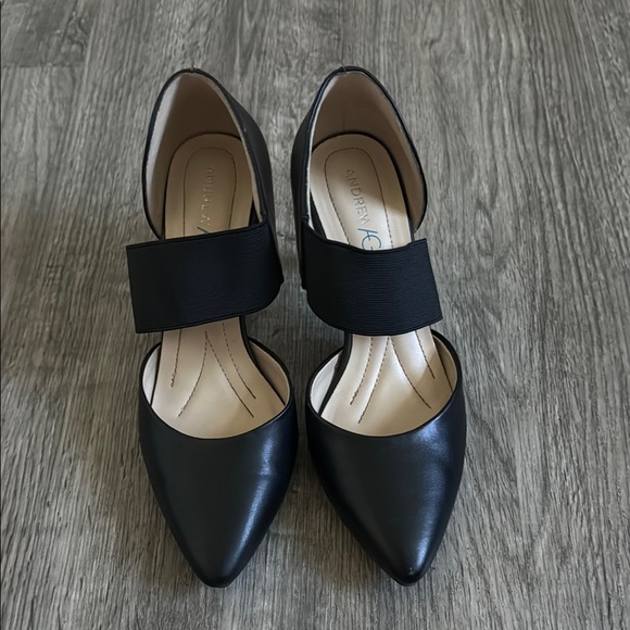 Andrew Geller Shoes - Andrew Geller Black Heels with Modern Elastic Strap